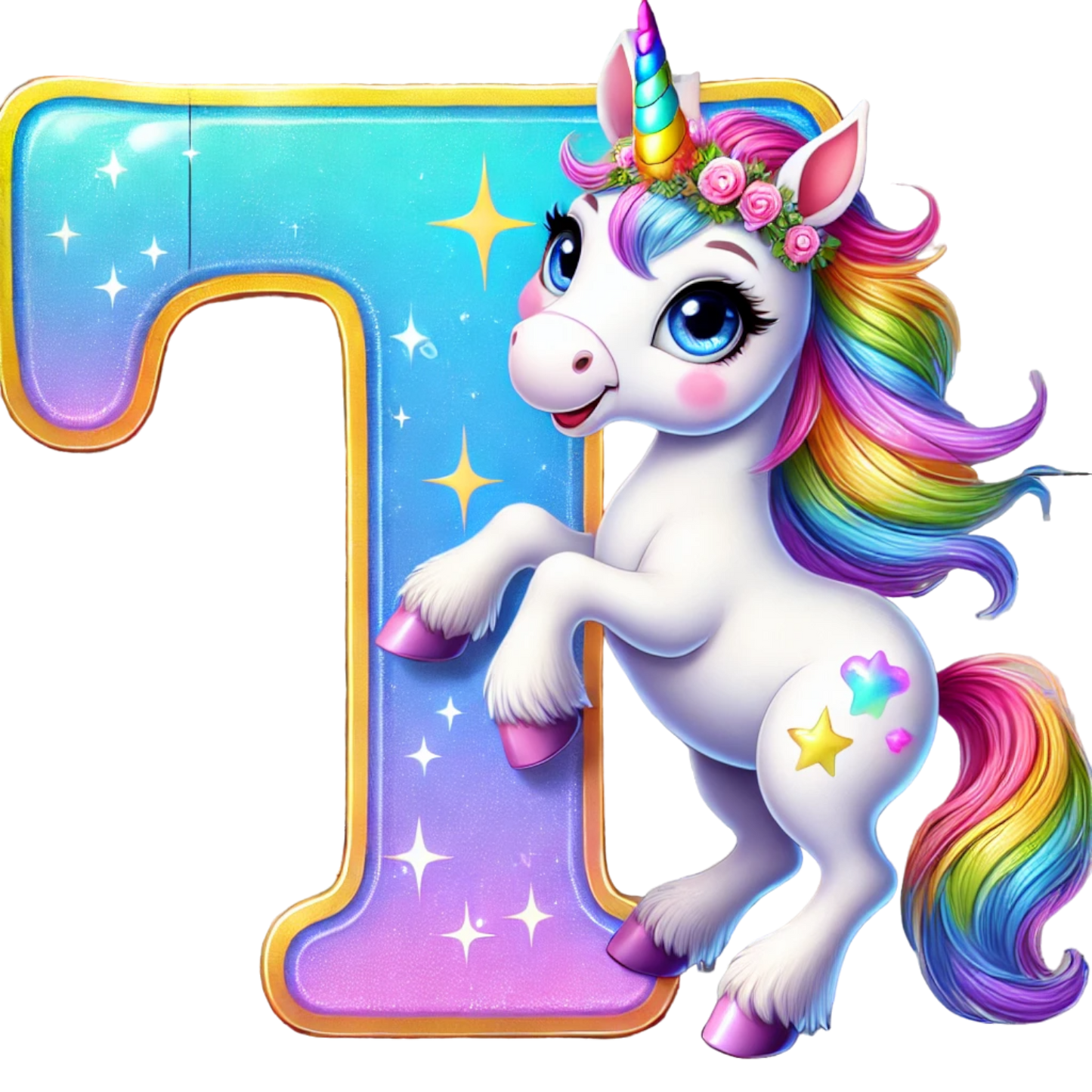 Unicorn Letter T-Shirt - Personalized Alphabet Fun for Kids! 12-18 mo, 18-24 mo