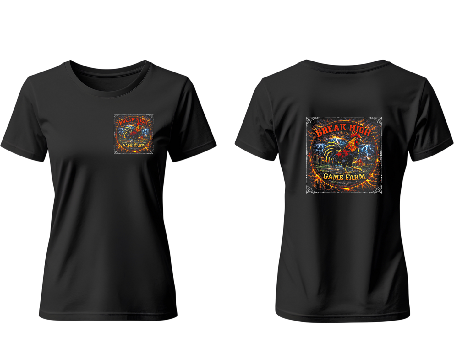 Break High Game Farm Black Knockout Rooster T-Shirt