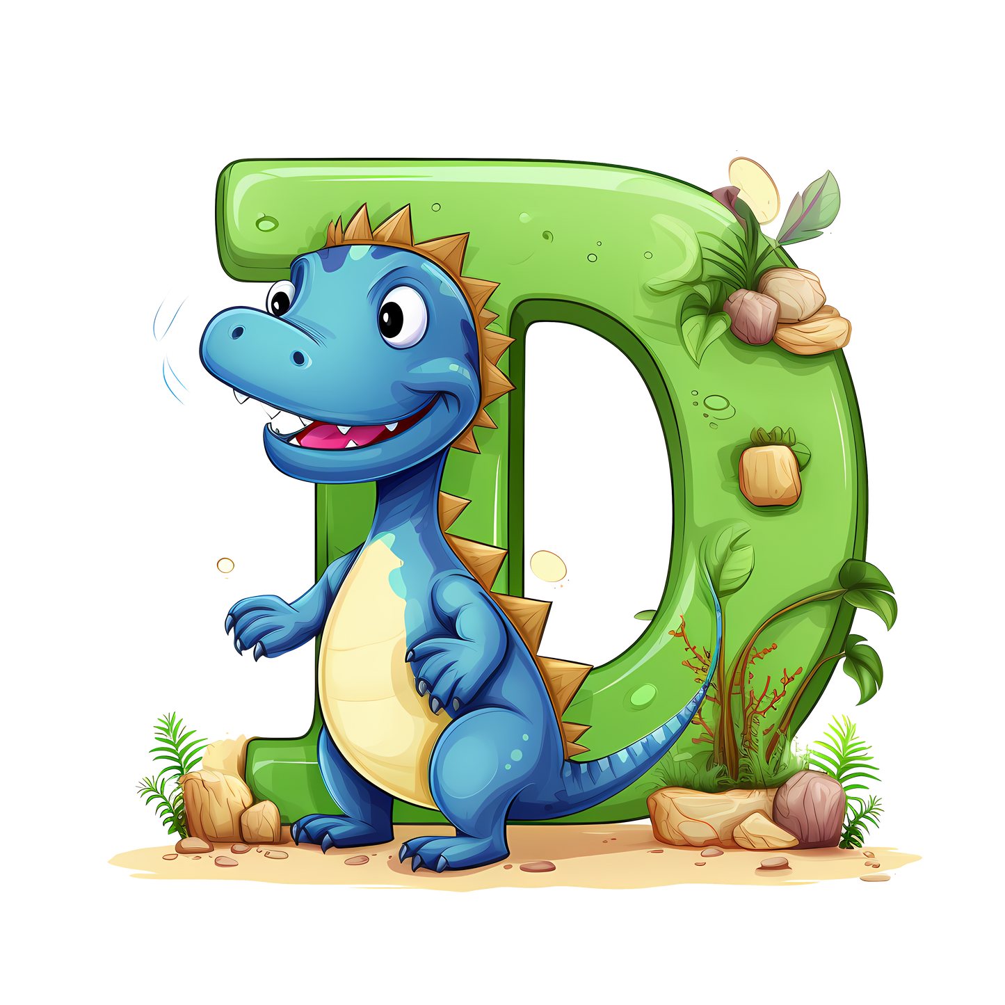 Personalized Dino Initial Baby Bodysuit - Cute Dinosaur & Alphabet