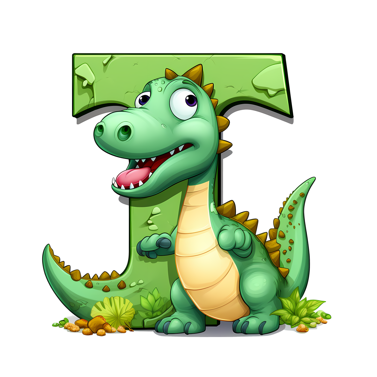 Personalized Dino Initial Baby Bodysuit - Cute Dinosaur & Alphabet