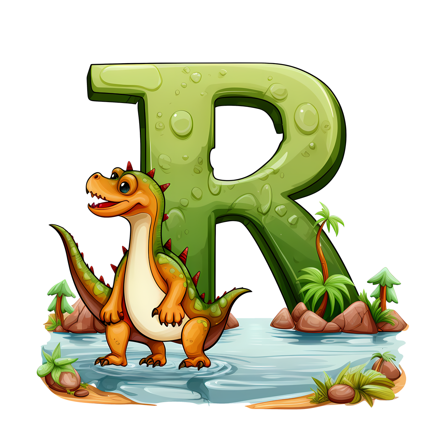 Personalized Dino Initial Baby Bodysuit - Cute Dinosaur & Alphabet