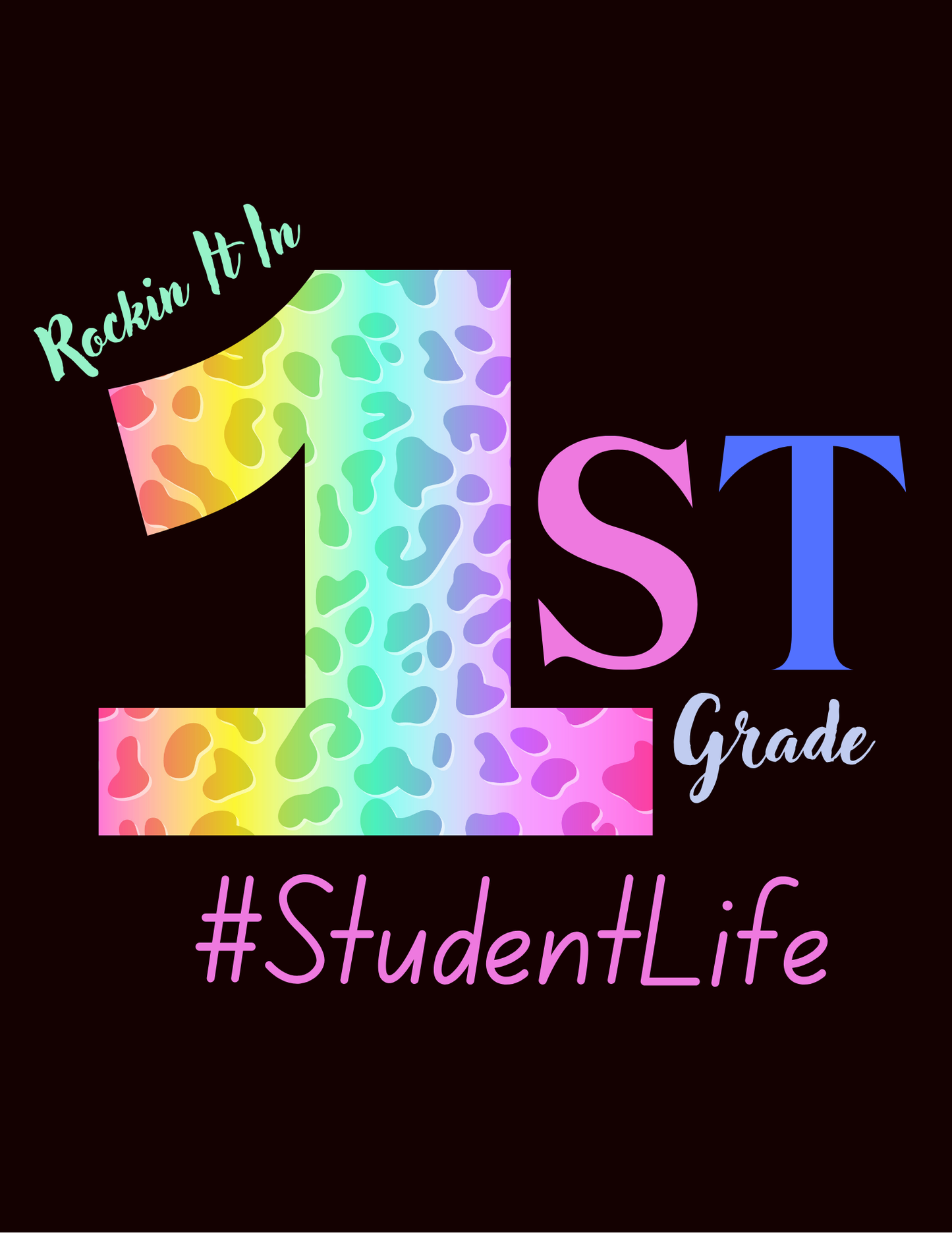 "Rockin' It In #StudentLife" Colorful Kids' T-Shirt