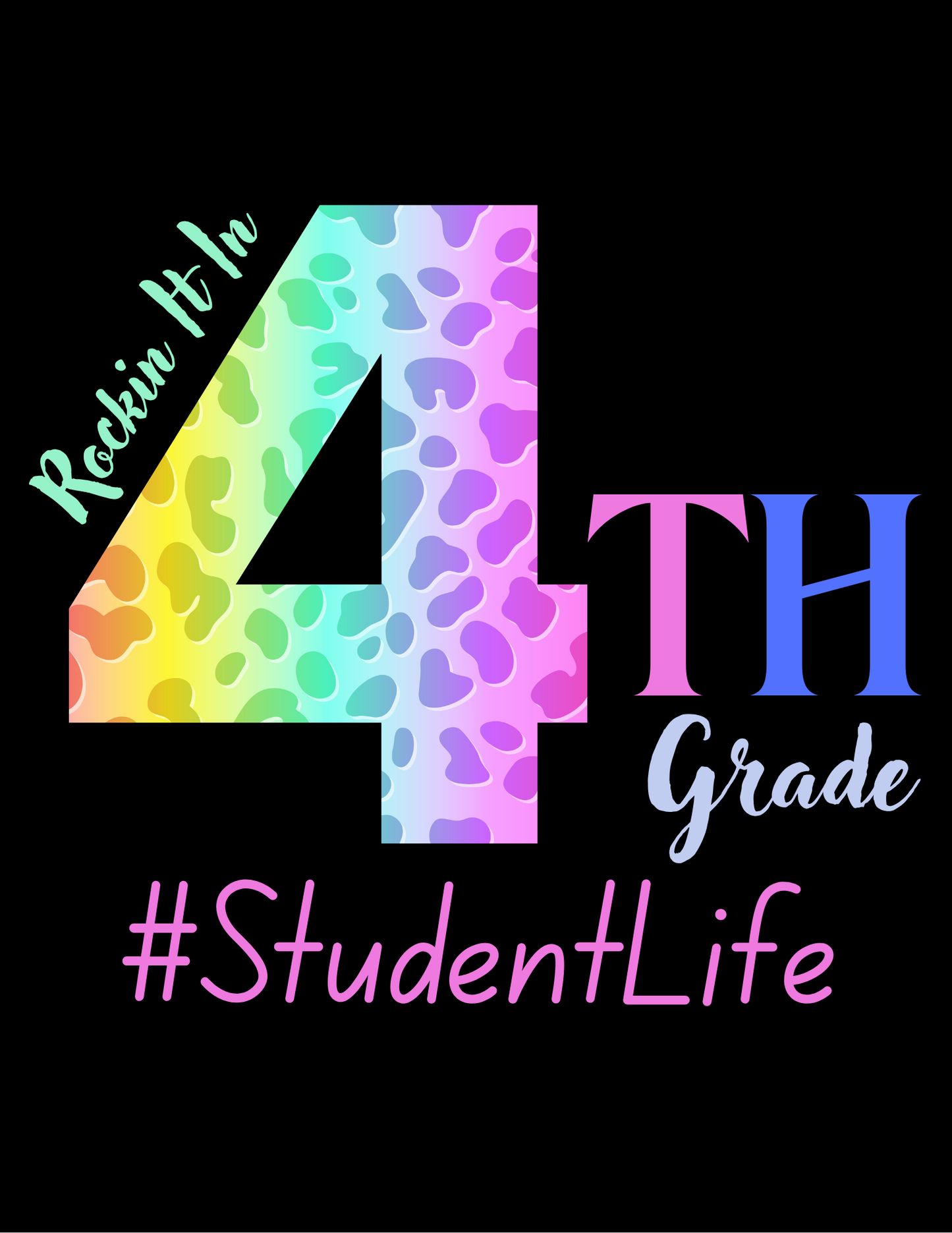 "Rockin' It In #StudentLife" Colorful Kids' T-Shirt
