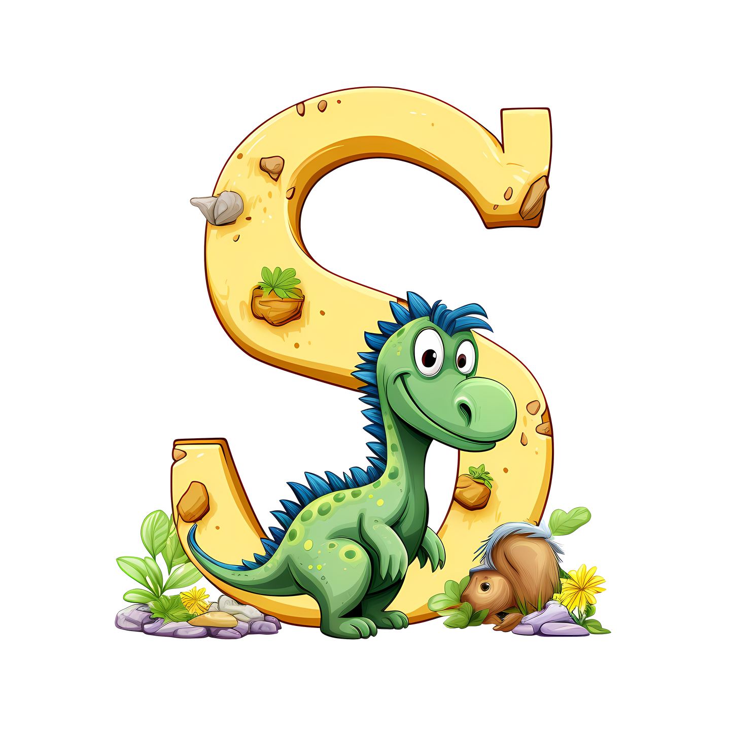Personalized Dino Initial Baby Bodysuit - Cute Dinosaur & Alphabet