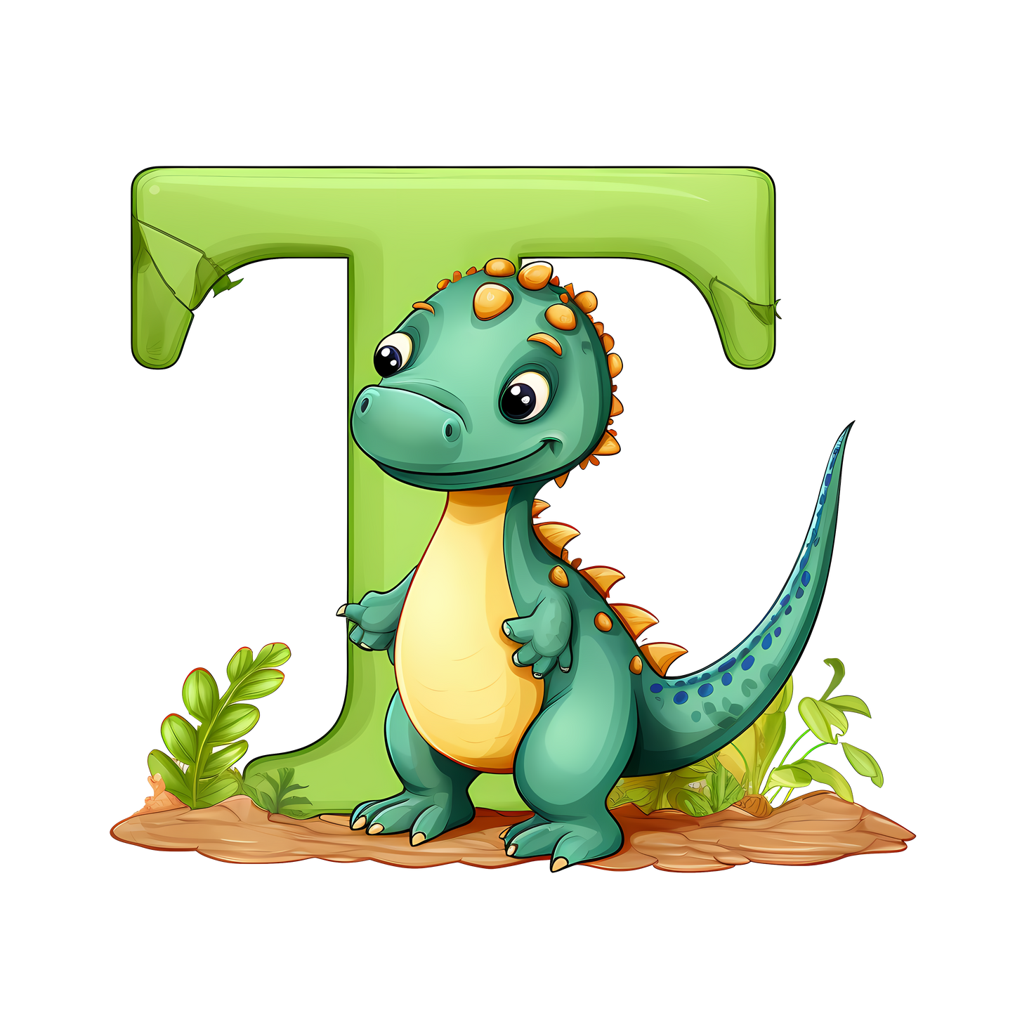 Personalized Dino Initial Baby Bodysuit - Cute Dinosaur & Alphabet