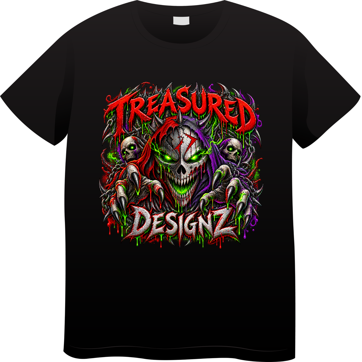 Treasured Designz – Gothic Demon Skull T-Shirt | Dark Horror Streetwear
