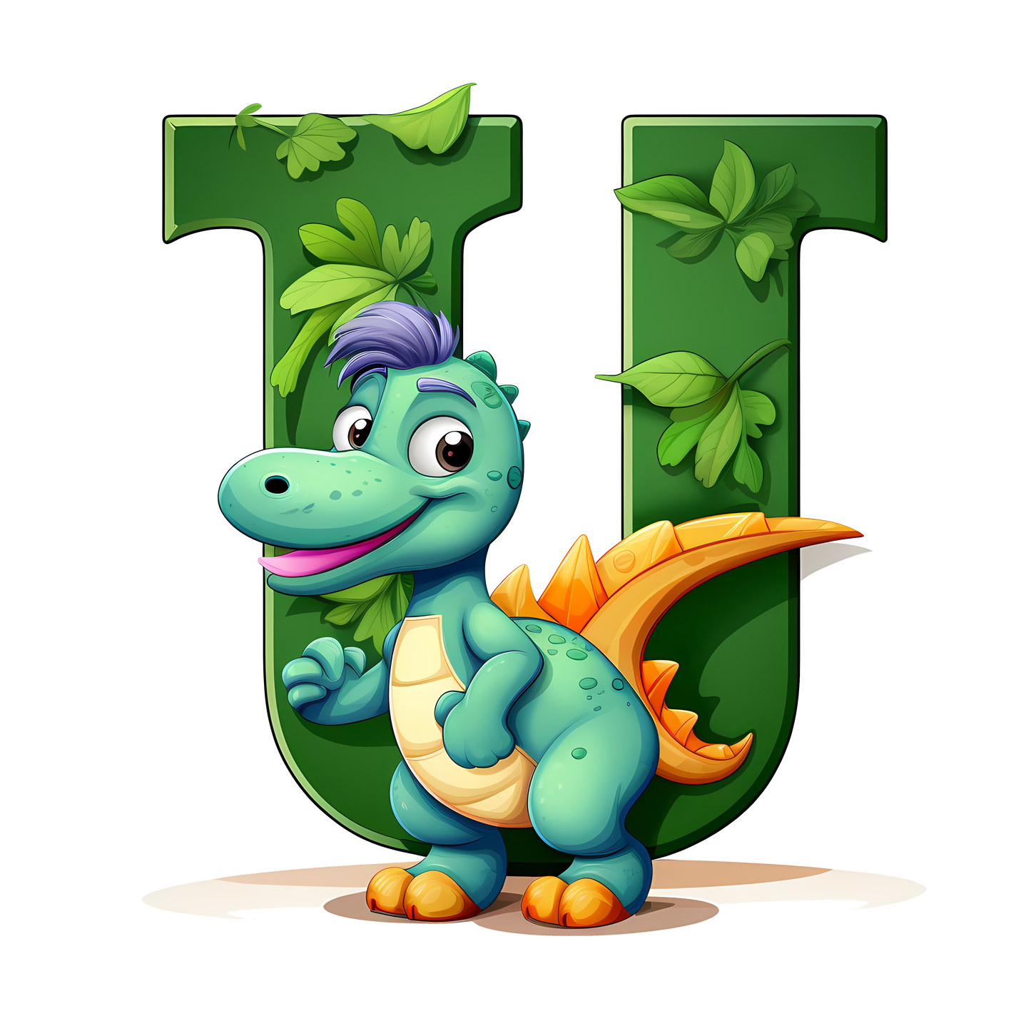 Personalized Dino Initial Baby Bodysuit - Cute Dinosaur & Alphabet