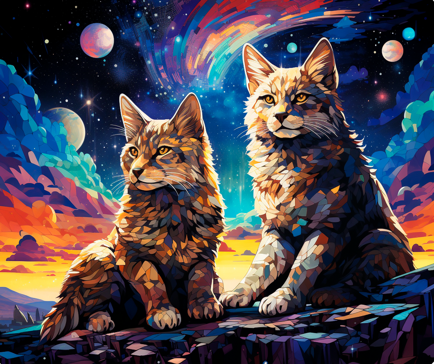 Cosmic Felines: Lunar Guardians Mousepad
