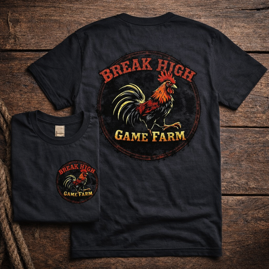 Break High Game Farm Vintage Rooster Graphic T-Shirt