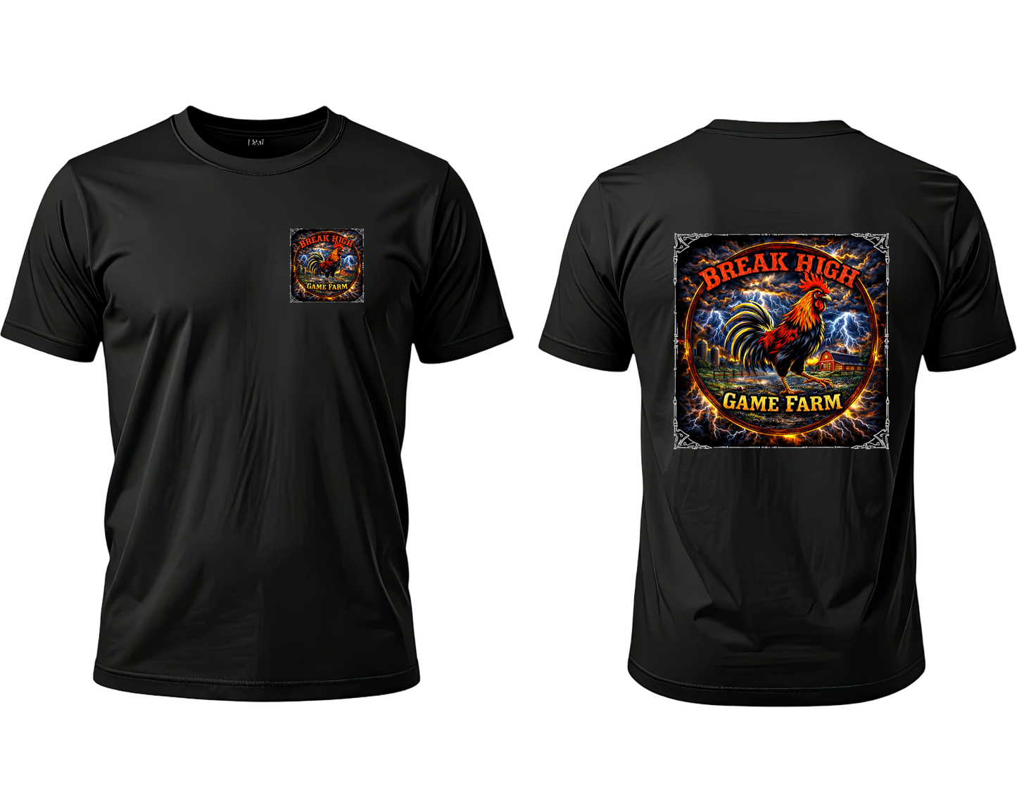 Break High Game Farm – Lightning Rooster Graphic T-Shirt