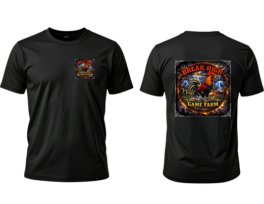 Break High Game Farm – Lightning Rooster Graphic T-Shirt