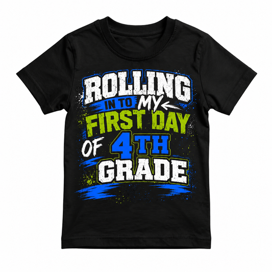 Rolling Into My First Day of 4th Grade Shirt | Back to School T-Shirt