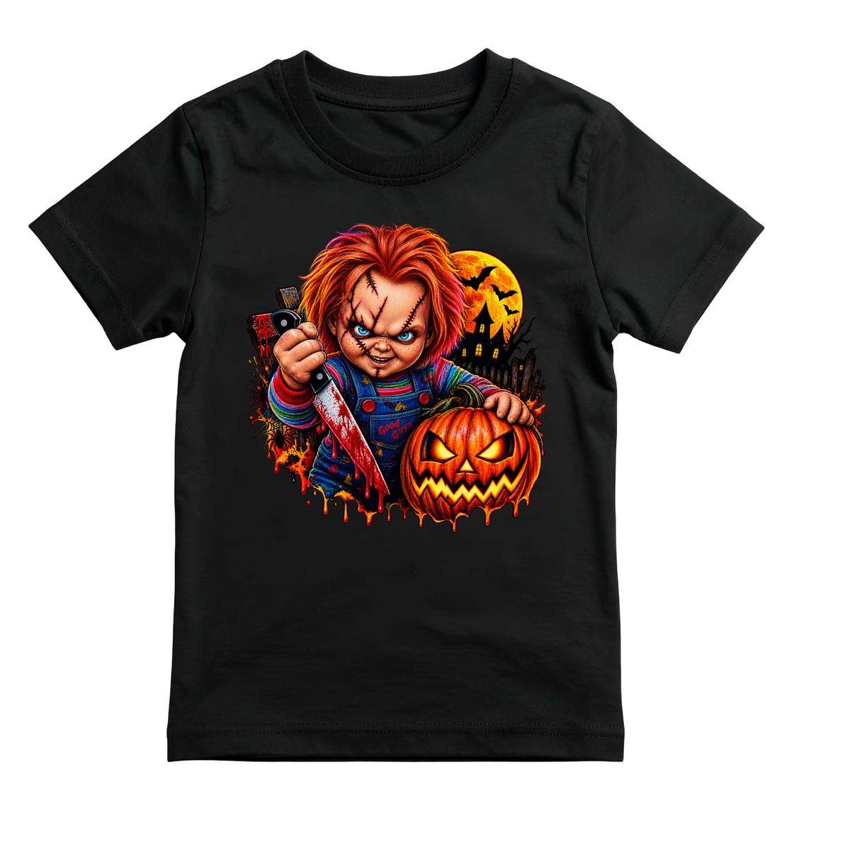Good Guys Gone Bad Halloween T-Shirt | Scary Doll & Pumpkin Horror Tee