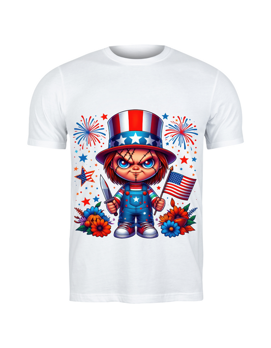 Stars, Stripes & Slashers – July 4th Chucky Tee