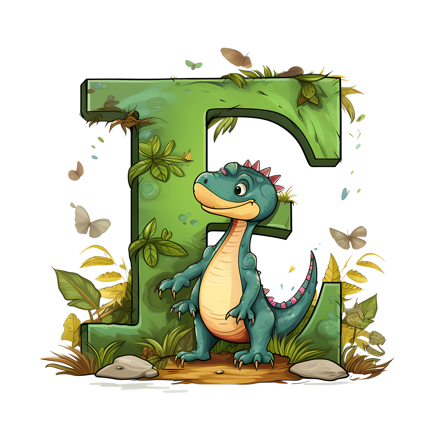 Personalized Dino Initial Baby Bodysuit - Cute Dinosaur & Alphabet