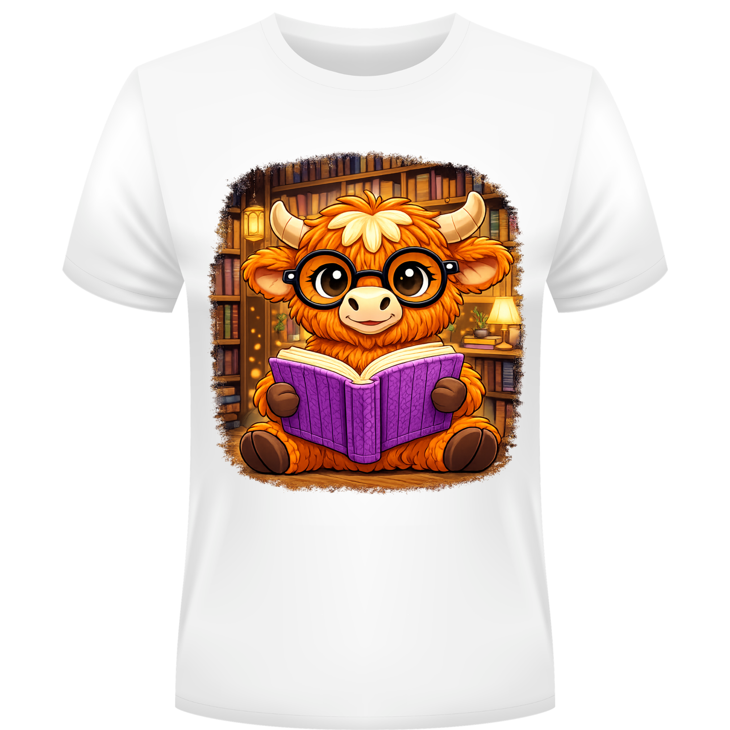 Cute Highland Cow Reading Book Shirt