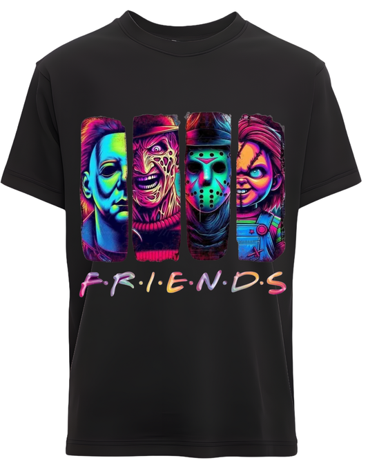 Horror Friends T-Shirt – Colorful Retro Horror Character Design