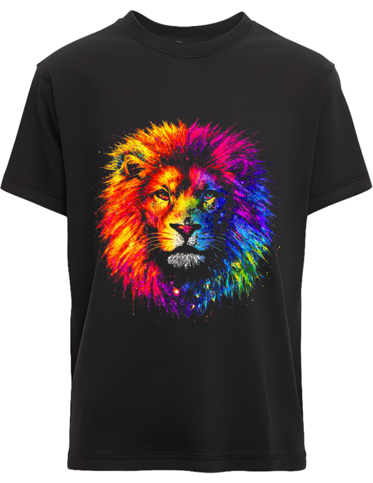 Prismatic Lion – Half-Tone Black Knockout Graphic T-Shirt