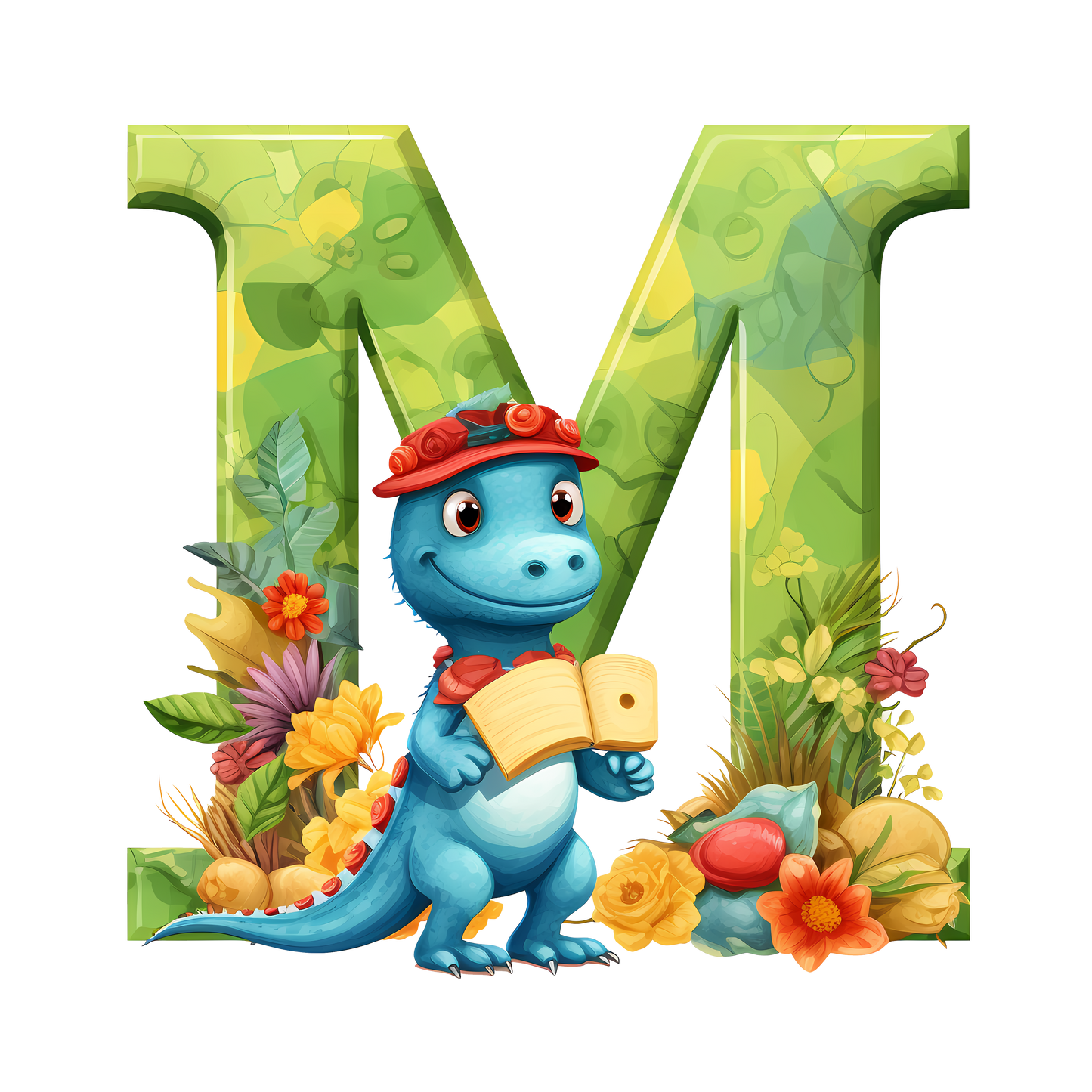 Personalized Dino Initial Baby Bodysuit - Cute Dinosaur & Alphabet