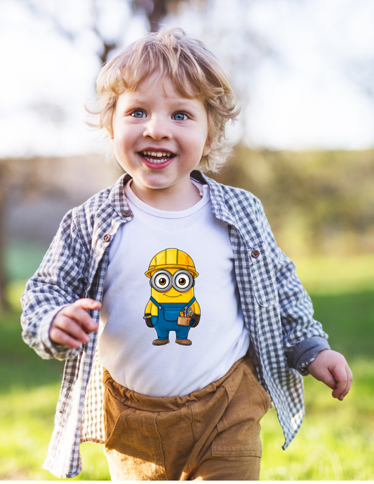 Minion Construction Worker T-Shirt for Toddlers & Kids | Future Builder Dream Job Tee
