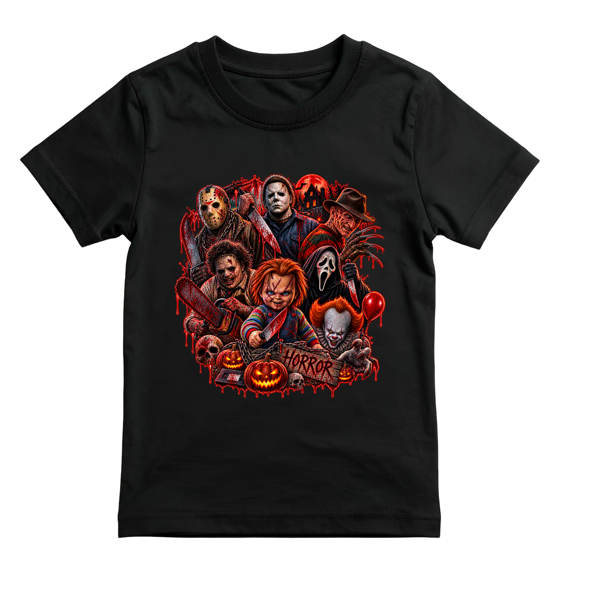 Horror Icons Halloween T-Shirt | Classic Scary Movie Characters Graphic Tee