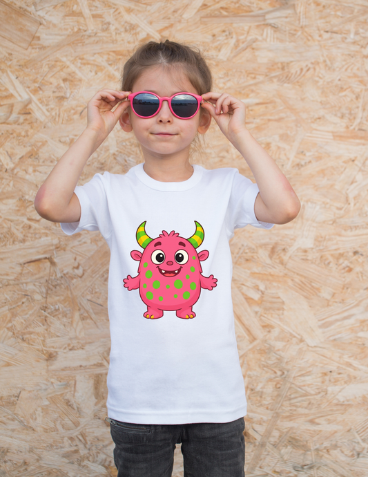 Pippa the Pink HueBoo Monster Kids T-Shirt | Cute Polka Dot Tee