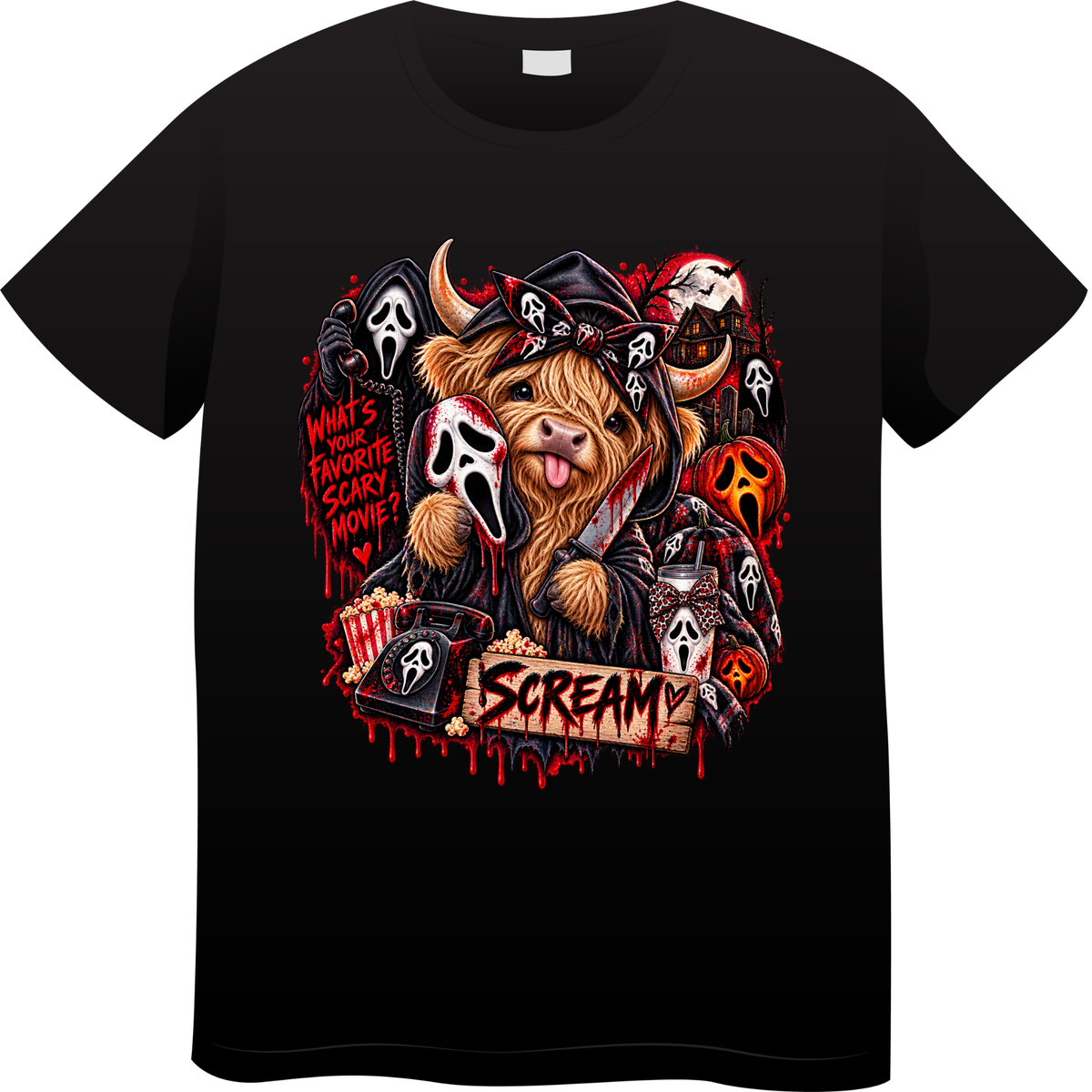 What’s Your Favorite Scary Movie? Spooky Cow Halloween T-Shirt