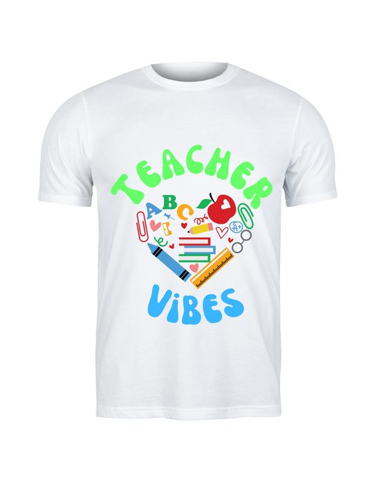"Teacher Vibes" Heart of Education T-Shirt